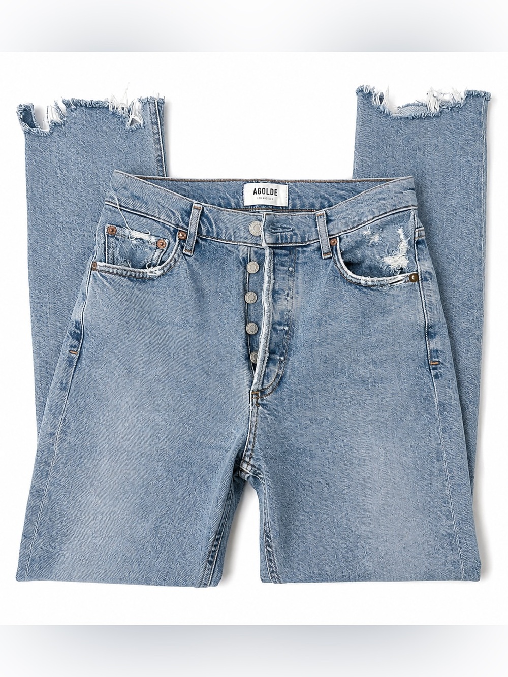 AGOLDE Light Blue High-Rise Button-Fly Women’s Straight Jeans